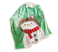 Bébé Couverture Lit Préscolaire Lit Sieste Serviette, Couverture de Dessin Animé épaisse à Double Couche Très Douce Pour Baby Berceau/Landau, Enfants Couverture 100 x 140 cm (Bonhomme de neige-vert)