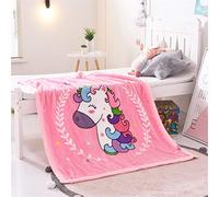 Bébé Couverture Plaid Sofa et Lit, Fansu Couverture en Flanelle de Dessin Animé épaisse à Double Couche Très Douce Pour Baby Berceau/Landau (105x130cm,Rose)