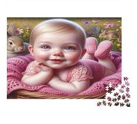 Bébé dans Un Panier Puzzle 1000 Pièces Papier recyclé pour Adultes Puzzle pour Adultes Impossible Difficile Stimulant Jeu Familial Amusant Excellente idée Cadeau 38x26cm/1000pcs