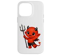 Bébé Diable Rouge Joyeux avec Trident Formes Mania Coque pour iPhone 14 Pro Max