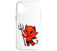 Bébé Diable Rouge Joyeux avec Trident Formes Mania Coque pour iPhone 16 Plus