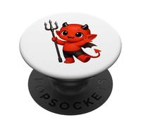Bébé Diable Rouge Joyeux avec Trident Formes Mania PopSockets PopGrip Adhésif