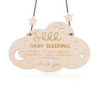 Bébé Dort Panneau, Panneau de Porte en Bois pour Bébé avec Corde de Chanvre Panneau de Sonnette à ne pas Sonner Panneau à Suspendre pour Bébé Endormi pour Chambre de Bébé
