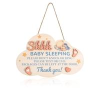 Bébé Dort Panneau, Panneau de Porte en Forme de Nuage avec Corde de Chanvre Panneau de Suspension en Bois 3D pour Bébé Endormi Panneau de Sonnette à ne Pas Sonner pour Chambre de Bébé