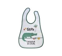 Bébé Douceur, Bavoir Scratch Plastique avec Poche Récupérateur 45 x 28 cm Crocodile Savane