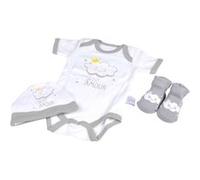 Bébé Douceur - Coffret de naissance avec body, bonnet et chaussettes 0-1 mois - Nuage - Tendresse Gris G