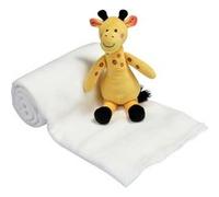 Bébé Douceur - Doudou et son plaid blanc - Girafe - Savane Blanc G