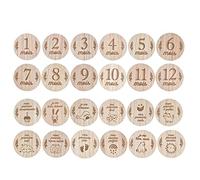 Kit de 12 cartes étapes pour bébé en bois - Mois par mois et recto verso - D 9 cm