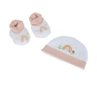BEBE DOUCEUR, Lot Bonnet + Chaussons Taille Naissance 100% Coton Arc-En-Ciel Fantasy Garden