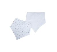 Bébé Douceur, Lot de 2 Bavoirs Bandana 100% Gaze de Coton 16 x 41 cm Blanc