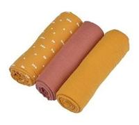 Bébé Douceur - Lot de 3 langes en gaze de coton - Moutarde et terracotta