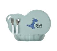 BEBE DOUCEUR, Set de Table avec Récupérateur en Silicone 40 x 28 x 2.5 cm Dino World