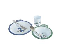 BEBE DOUCEUR, Set Repas 5 Pièces avec Assiette + Bol + Gobelet + Couverts Inox Dino World
