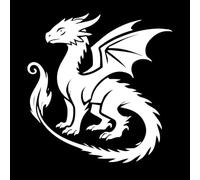 bébé dragon dans un contour en spirale Stickers lettrage 54.6x56.4cm Décoration artistique Blanc