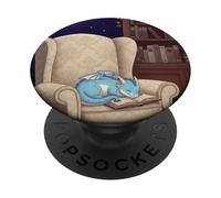 Bébé Dragon endormi au lit de Lune avec Livre Ouvert PopSockets PopGrip Adhésif