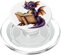 Bébé Dragon Intelligent en Violet lisant Un Livre pour Enfants PopSockets PopGrip pour MagSafe