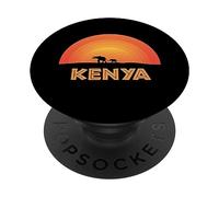 Bébé éléphant Africain Kenya Coucher de Soleil Animaux Sauvages Mignon Cadeau Nature PopSockets PopGrip Adhésif