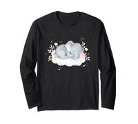 Bébé éléphant Aquarelle Fleurs Nuage Mignon Animal Motif Manche Longue