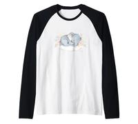 Bébé éléphant Aquarelle Fleurs Nuage Mignon Animal Motif Manche Raglan