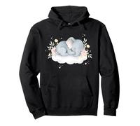 Bébé éléphant Aquarelle Fleurs Nuage Mignon Animal Motif Sweat à Capuche