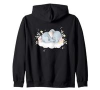 Bébé éléphant Aquarelle Fleurs Nuage Mignon Animal Motif Sweat à Capuche