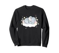 Bébé éléphant Aquarelle Fleurs Nuage Mignon Animal Motif Sweatshirt
