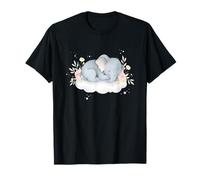 Bébé éléphant Aquarelle Fleurs Nuage Mignon Animal Motif T-Shirt