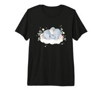 Bébé éléphant Aquarelle Fleurs Nuage Mignon Animal Motif T-Shirt Haut de Gamme