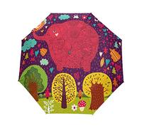 Bébé Éléphant Arbre Parapluie Pliable Pliant à Ouverture Automatique Parapluies Pliant Coupe-Vent pour Voyager Plage Femmes Enfants Homme Fille