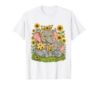 Bébé éléphant Grand-mère Mignon Tournesol Famille Assorti T-Shirt