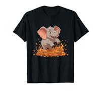 Bébé éléphant ludique sautant dans Les Feuilles d'automne T-Shirt