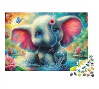 Bébé Éléphant Puzzle pour Adultes Puzzle 1000 Pièces Style Aquarelle Détente Décoration Cadeau Famille 38x26cm/1000pcs