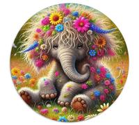 bébé éléphantPuzzle en Bois 1000 Pièces pour Adultes Et Enfants Rond mignonDécorations Familiales À Défi Créatif1000pcs (67.5x67.5cm)