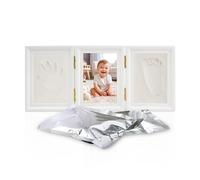 Bébé Empreinte de Pieds & Mains Cadre Photo Kit, Set Cadre Moulage Empreinte Bébé avec Argile et Cadres en Bois, Kit de Souvenir pour Bébé Empreinte Main ou Pieds pour Cadeau de Bébé Nouveau-né