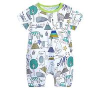 BéBé Enfants GarçOn Ensemble De VêTements Walaka VêTements ÉTé Manches Courtes Rayé Salopette Imprimé Combi-Short VêTements (Marin, 18-24Mois)