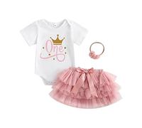 Bébé fille 1er anniversaire Tenue de shooting photo Set de vêtements d'anniversaire 3pcs Body manches longues/courtes+tutu princesse jupe+headband1er anniversaire Tenue 3 pièces Photographie Set