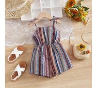 Bébé Fille Combishort À Fines Brides Imprimé Géométrique Et Rayures 6-9M,9-12M,12-18M,18-24M,2-3YGéométrique,TribalPolyester