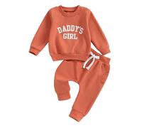 Bébé fille lettres de broderie tenue d'automne Mama's/Daddy's Girl ensemble de broderie 2 pièces à manches longues Lettres Sport Survêtement Jogging Maman's/ Fille Sweat-shirt+Pantalon élastique