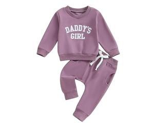 Bébé fille lettres de broderie tenue d'automne Mama's/Daddy's Girl ensemble de broderie 2 pièces à manches longues Lettres Sport Survêtement Jogging Maman's/ Fille Sweat-shirt+Pantalon élastique