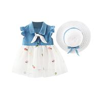 BéBé Fille Robe Princesse Robe BaptêMe CéRéMonie | VêTements BéBé Filles ÉTé | sans Manches avec Fleurs Feuille Imprimé Robe | 0-4 Ans/1Pc - Walaka (Blanc, 12-18 Mois)