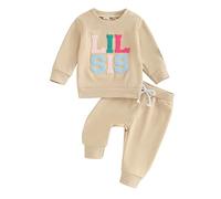 Bébé fille Sœur Matching Outfit Bébé fille LIL/BIG Sister Impression Sweat-shirt Pantalon Set Bébé fille Broderie Lettres Sport Jogging Big/Little Sister Motif Gaufré Sweat-shirt+Pantalon