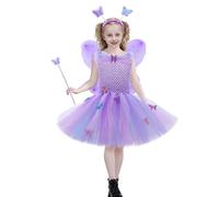 Bébé Filles Robe à Volants avec Chapeaux, Bowknot Fleur Robes Pageant Fête de Mariage Élégante à Manches Bouffantes pour d'Anniversaire, avec une Jupe Ornée de Paillettes (Light Purple, 2-3 Years)