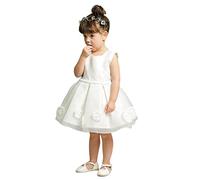 Bébé Filles Robes de Baptême avec Cape en Dentelle Bébé Fleur Tutu Robe pour Enfants Princesse Mariage Bal de Fin D'année Blanc 2 12-18 mois