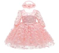 Bébé Filles Robes Princesse en Tulle Manches Longues pour Les Fêtes Anniversaires et Mariages Robe de Fille de Fleur Bébé Filles Robes Été Robe Fille de Princesse Bowknot Robe Soiree Princesse