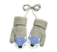 Bébé Gants Tricoté Hiver pour Enfant 1 à 4 ans Renard Moufles Epais Chaud avec Doublure Polaire Garçon Fille Gant d'hiver Chaud Moufles Ski Neige Gant avec Ficelle pour Enfant Cadeau de Noël