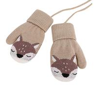 Bébé Gants Tricoté Hiver pour Enfant 1 à 4 ans Renard Moufles Epais Chaud avec Doublure Polaire Garçon Fille Gant d'hiver Chaud Moufles Ski Neige Gant avec Ficelle pour Enfant Cadeau de Noël