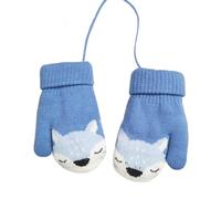 Bébé Gants Tricoté Hiver pour Enfant 1 à 4 ans Renard Moufles Epais Chaud avec Doublure Polaire Garçon Fille Gant d'hiver Chaud Moufles Ski Neige Gant avec Ficelle pour Enfant Cadeau de Noël