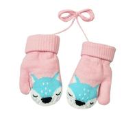 Bébé Gants Tricoté Hiver pour Enfant 1 à 4 ans Renard Moufles Epais Chaud avec Doublure Polaire Garçon Fille Gant d'hiver Chaud Moufles Ski Neige Gant avec Ficelle pour Enfant Cadeau de Noël