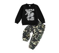 Bébé Garçon 2 pièces Tenues d'automne Vêtements tout-petits Tracteur Broderie Sweatshirt Pull Top Jogging Pantalon de Survêtement Ensemble Bébé Casual Survêtements, Black a Little Dirt Never Hurt, 4-5