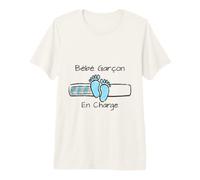 Bébé Garçon Baby Boy Footprints French Newborn T-Shirt Haut de Gamme